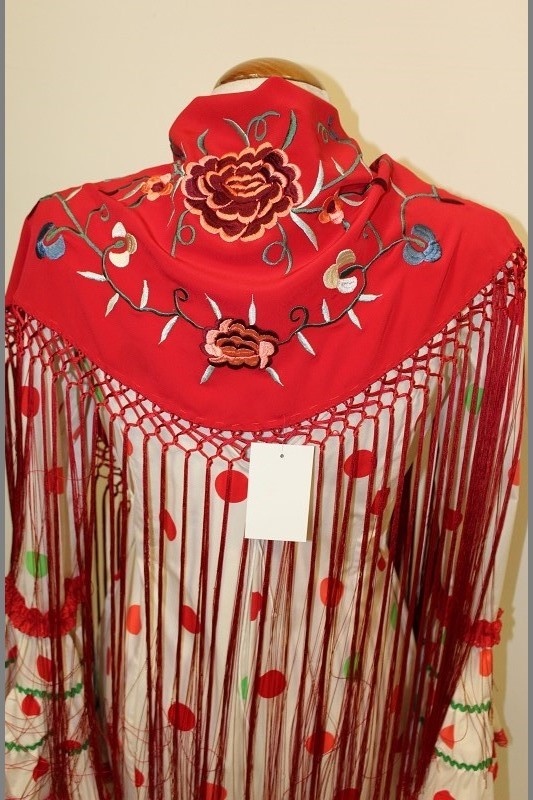 Mantón bordado floral adulto rojo