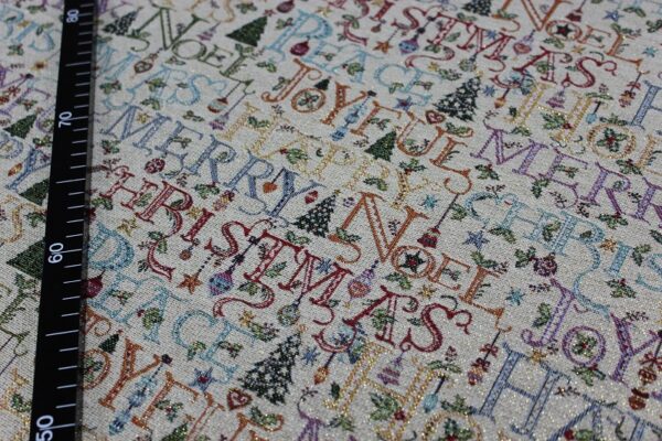TELA GOBELINO YUTE LETRAS NAVIDAD - Imagen 3